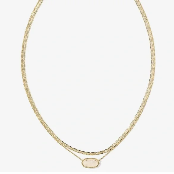 Kendra Scott Elisa Gold Multi Strand Necklace Iridescent Drusy - Picture 5 of 5